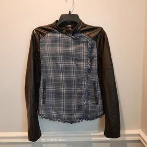 Free People Faux Leather Plaid Jacket - S